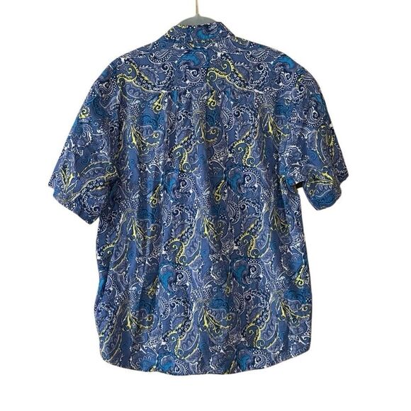 Cubavera Men's Paisley Blue Retro Button Down Short Sleeve Shirt Size Large - Picture 3 of 4